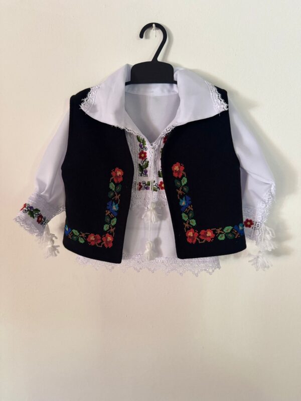 Set tradițional băieți, cămașă și vestă model floral, 2-5 ani